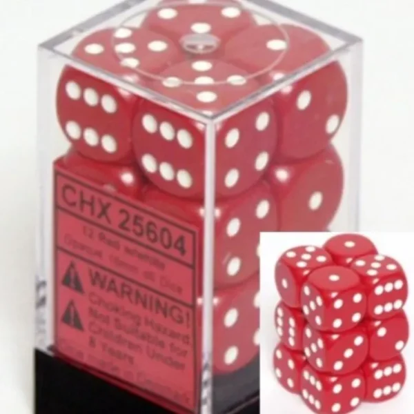 Store Red with White: Opaque 12d6 16mm Dice Set CHX 25604 - Miniature Marvels: Airplane Models & Painted Dice Dice