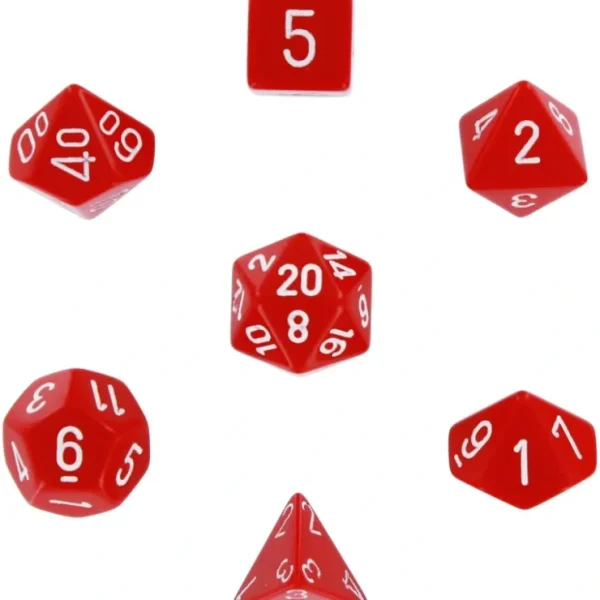 Store Red with White: Opaque Polyhedral Dice Set (7's) CHX 25404 - Miniature Marvels: Airplane Models & Painted Dice Dice