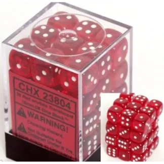 Shop Red with White: Translucent 36d6 12mm Dice Block CHX 23804 - Miniature Marvels: Airplane Models & Painted Dice Dice