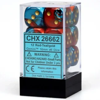 Online Red-Teal / Gold: Gemini 12d6 16mm Dice Block CHX 26662 - Miniature Marvels: Airplane Models & Painted Dice Dice