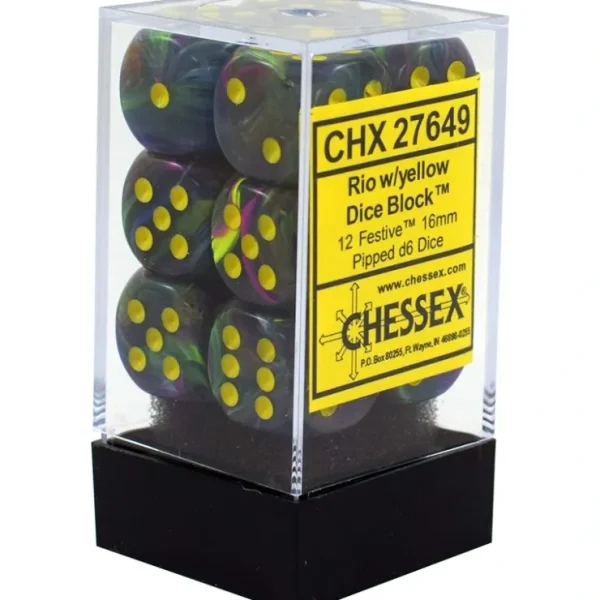 Best Rio / Yellow: Festive 12d6 16mm Dice Set CHX 27649 - Miniature Marvels: Airplane Models & Painted Dice Dice