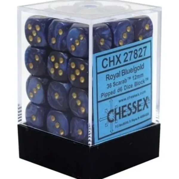 Store Royal Blue / Gold: Scarab 36d6 12mm Dice Block CHX 27827 - Miniature Marvels: Airplane Models & Painted Dice Dice