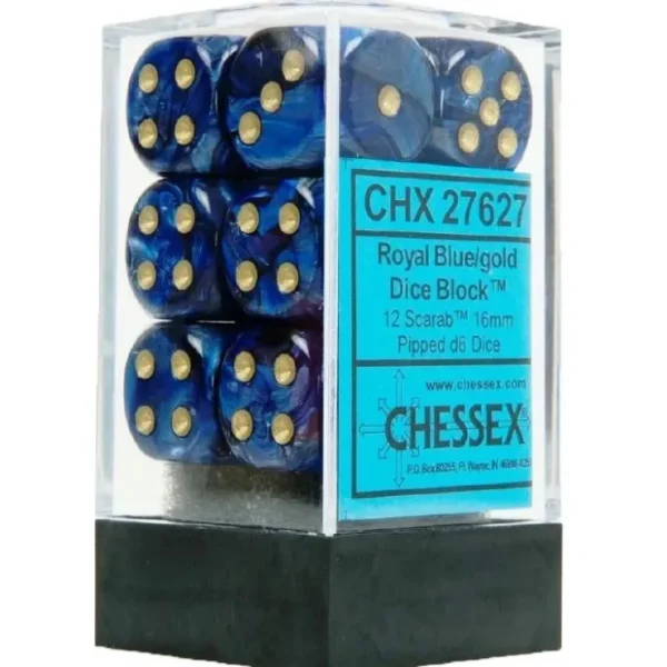 Best Royal Blue / Gold: Scarab 12d6 16mm Dice Set CHX 27627 - Miniature Marvels: Airplane Models & Painted Dice Dice