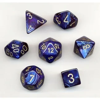 Fashion Royal Blue / Gold: Scarab Polyhedral Dice Set (7's) CHX 27427 - Miniature Marvels: Airplane Models & Painted Dice Dice