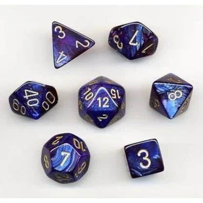 Fashion Royal Blue / Gold: Scarab Polyhedral Dice Set (7's) CHX 27427 - Miniature Marvels: Airplane Models & Painted Dice Dice