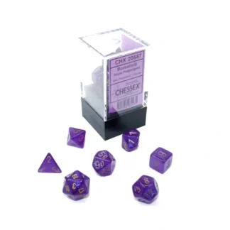New Royal Purple / Gold Luminary: Borealis Mini-Polyhedral Dice Set (7's) CHX 20587 - Miniature Marvels: Airplane Models & Painted Dice Dice