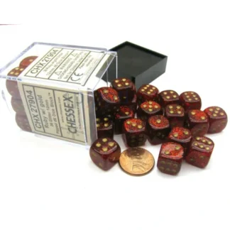 Clearance Ruby / Gold: Glitter 36d6 12mm Dice Block CHX 27904 - Miniature Marvels: Airplane Models & Painted Dice Dice
