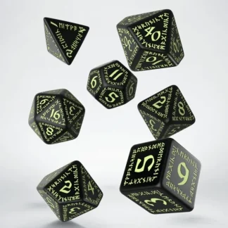 Outlet Runic Black & Glow-in-the-Dark Dice Set (7) QWS SRUN19 - Miniature Marvels: Airplane Models & Painted Dice Dice
