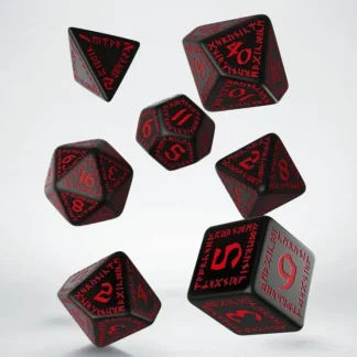 New Runic Black & Red Dice Set (7) QWS SRUN06 - Miniature Marvels: Airplane Models & Painted Dice Dice