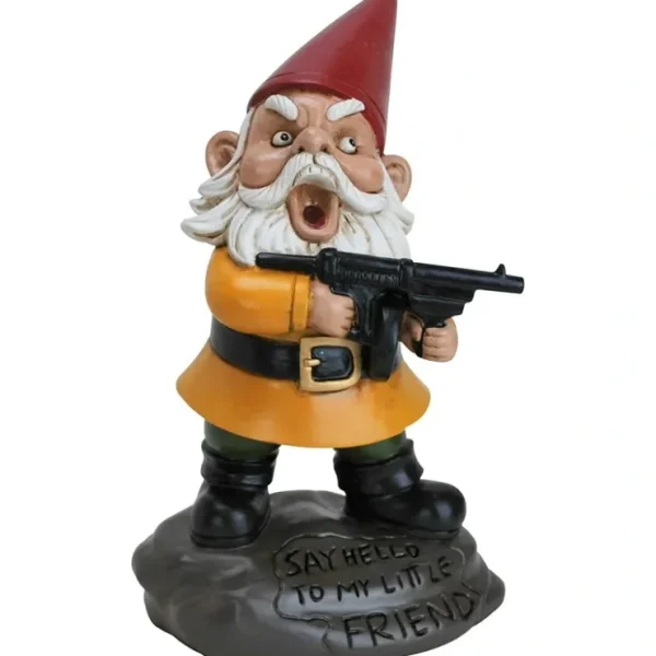 Best Sale Scarface Garden Gnome Say Hello to My Little Friend! Outdoor Sculpture-Figurine - Miniature Marvels: Airplane Models & Painted Dice Egpull