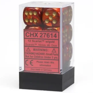Outlet Scarlet / Gold: Scarab 12d6 16mm Dice Block CHX 27614 - Miniature Marvels: Airplane Models & Painted Dice Dice