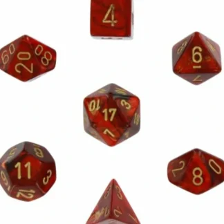 Fashion Scarlet / Gold: Scarab Polyhedral Dice Set (7's) CHX 27414 - Miniature Marvels: Airplane Models & Painted Dice Dice