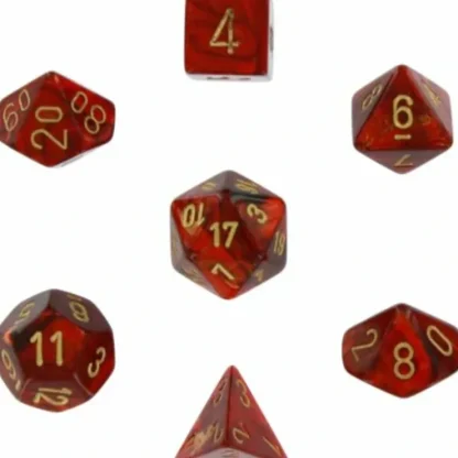 Fashion Scarlet / Gold: Scarab Polyhedral Dice Set (7's) CHX 27414 - Miniature Marvels: Airplane Models & Painted Dice Dice