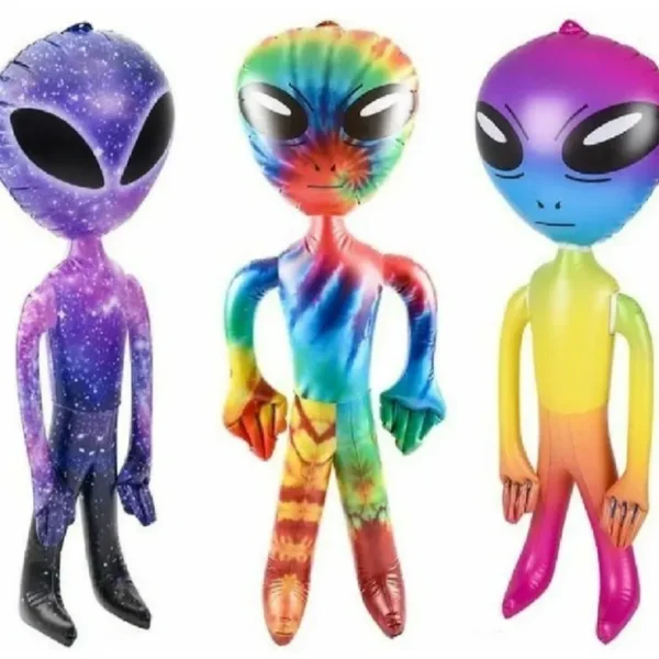 Cheap SET OF 3 Assorted 36" Alien Inflatable Blow Up Inflate - Galaxy Rainbow Tie Dye - Miniature Marvels: Airplane Models & Painted Dice Egpull