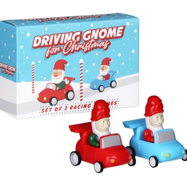 Hot Set of 2 Driving Gnome for Christmas - Santa Racing Car Toys - Battery Free!! - Miniature Marvels: Airplane Models & Painted Dice Egpull