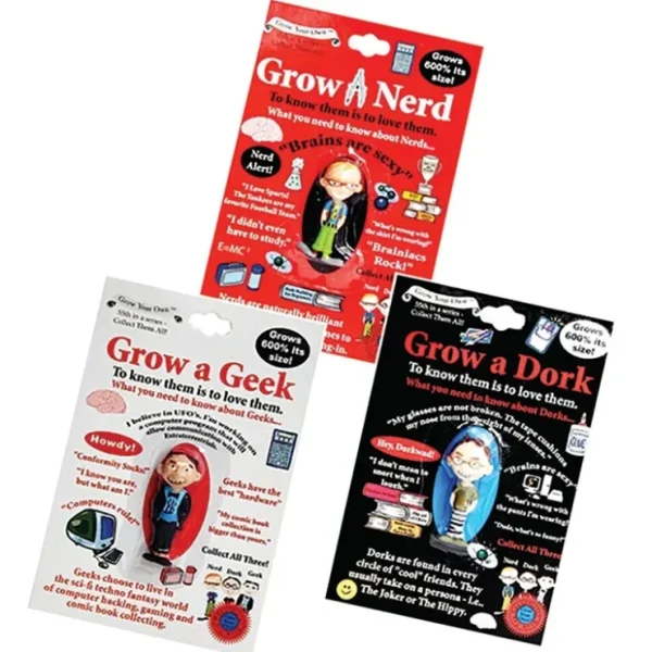 Hot SET OF 3 Grow your own DORK - NERD - GEEK - Fun Gag Joke Novelty - Miniature Marvels: Airplane Models & Painted Dice Egpull