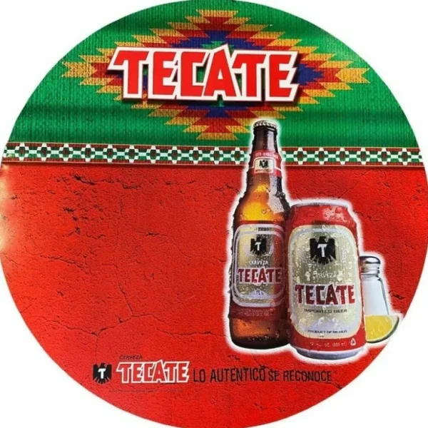 New SET OF 2 TECATE Beer Bottle Posters Round Circle Bar Pub Signs - Mancave Room - Miniature Marvels: Airplane Models & Painted Dice Egpull