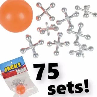 Shop 75 Sets of Metal Steel Jacks with Red Rubber Ball - Classic Fun Kid Toy Party Favor Games - Miniature Marvels: Airplane Models & Painted Dice Egpull