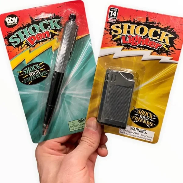 Cheap 1 Shock Pen + 1 Shock Lighter - Combo Set - Shocking Gag Prank Joke Novelty Toy Gifts - Miniature Marvels: Airplane Models & Painted Dice Egpull