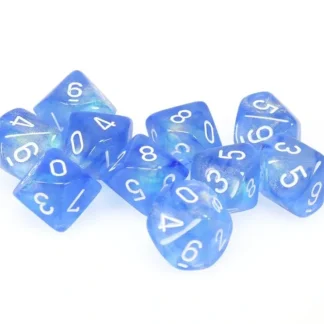 Clearance Sky Blue / White: Borealis d10 Dice Set (10's) CHX 27226 - Miniature Marvels: Airplane Models & Painted Dice Dice