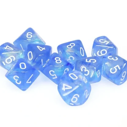 Clearance Sky Blue / White: Borealis d10 Dice Set (10's) CHX 27226 - Miniature Marvels: Airplane Models & Painted Dice Dice