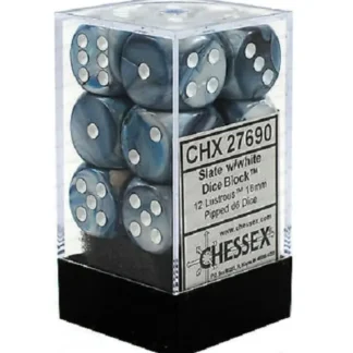 Best Sale Slate / White: Lustrous 12d6 16mm Dice Set CHX 27690 - Miniature Marvels: Airplane Models & Painted Dice Dice