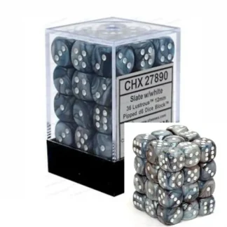 Fashion Slate with White: Lustrous 36d6 12mm Dice Block CHX 27890 - Miniature Marvels: Airplane Models & Painted Dice Dice