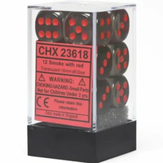 Online Smoke / Red: Translucent 12d6 16mm Dice Set CHX 23618 - Miniature Marvels: Airplane Models & Painted Dice Dice