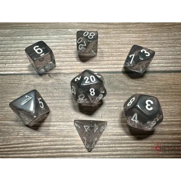 Store Smoke / White: Translucent Polyhedral Die Set (7's) CHX 23078 - Miniature Marvels: Airplane Models & Painted Dice Dice