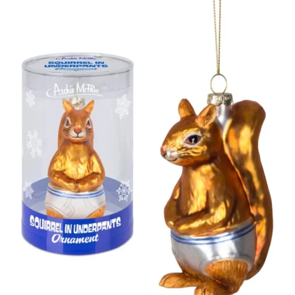 Online Squirrel in Underpants Ornament - Holiday Hand-Blown Glass Art Archie McPhee - Miniature Marvels: Airplane Models & Painted Dice Egpull