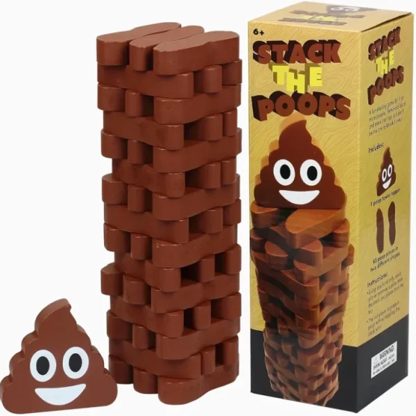 Online STACK THE POOPS - Funny Classic Wood Block Stacking Tower Child Game Toy - Miniature Marvels: Airplane Models & Painted Dice Egpull