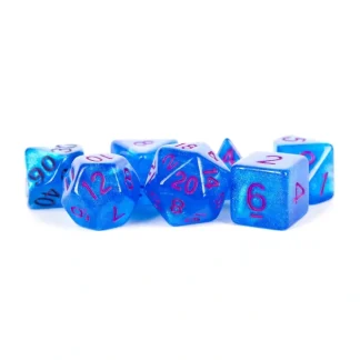 Discount Stardust Blue w/ Purple Numbers 16mm Polyhedral Dice Set MET 176 - Miniature Marvels: Airplane Models & Painted Dice Dice