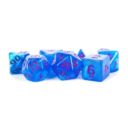 Discount Stardust Blue w/ Purple Numbers 16mm Polyhedral Dice Set MET 176 - Miniature Marvels: Airplane Models & Painted Dice Dice