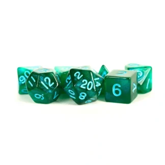 Cheap Stardust Green w/ Blue Numbers 16mm Polyhedral Dice Set MET 178 - Miniature Marvels: Airplane Models & Painted Dice Dice