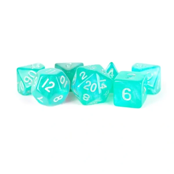 Best Sale Stardust Turquoise 16mm Acrylic Polyhedral Set MET 180 - Miniature Marvels: Airplane Models & Painted Dice Dice