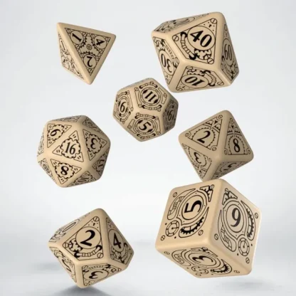 Best Sale Steampunk Beige & Black Dice Set (7) QWS SSTE18 - Miniature Marvels: Airplane Models & Painted Dice Dice