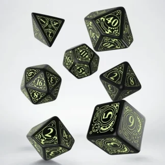 Cheap Steampunk Black & Glow-in-the-Dark Dice Set (7) QWS SSTE19 - Miniature Marvels: Airplane Models & Painted Dice Dice