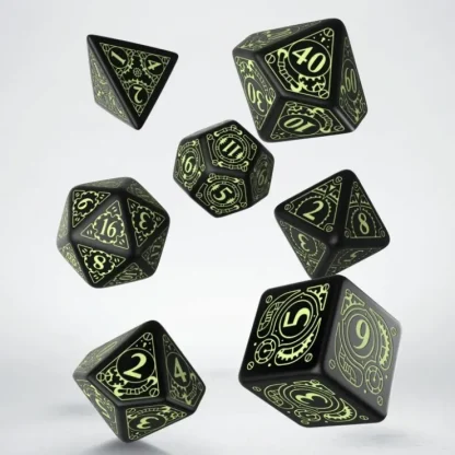 Cheap Steampunk Black & Glow-in-the-Dark Dice Set (7) QWS SSTE19 - Miniature Marvels: Airplane Models & Painted Dice Dice