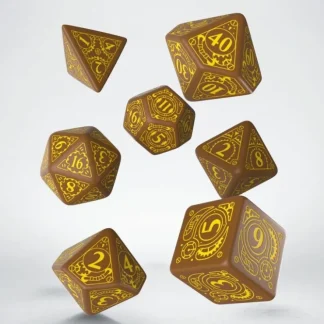 Best Steampunk Brown & Yellow Dice Set (7) QWS SSTE32 - Miniature Marvels: Airplane Models & Painted Dice Dice