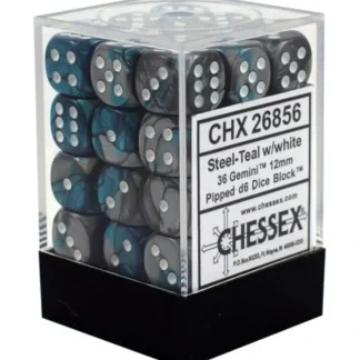Fashion Steel-Teal / White: Gemini 36d6 12mm Dice Block CHX 26856 - Miniature Marvels: Airplane Models & Painted Dice Dice