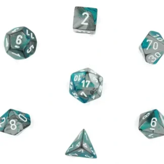 Sale Steel-Teal with White: Gemini Polyhedral Dice Set (7's) CHX 26456 - Miniature Marvels: Airplane Models & Painted Dice Dice