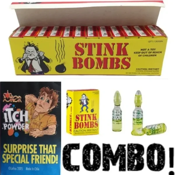 Online 36 Stink Bombs + 1 Itching Itch Powder Pack - COMBO GaG Prank Joke Set - Miniature Marvels: Airplane Models & Painted Dice Egpull