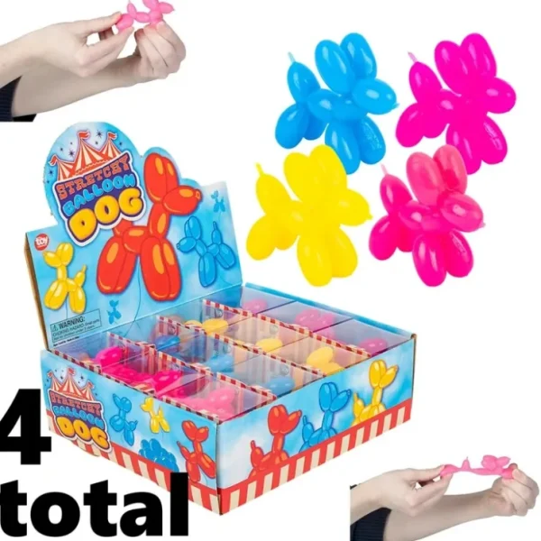 Cheap 4 STRECHY BALLOON DOG - Party Favor Stretch Rubber Chid Toy - Assorted Colors! - Miniature Marvels: Airplane Models & Painted Dice Egpull