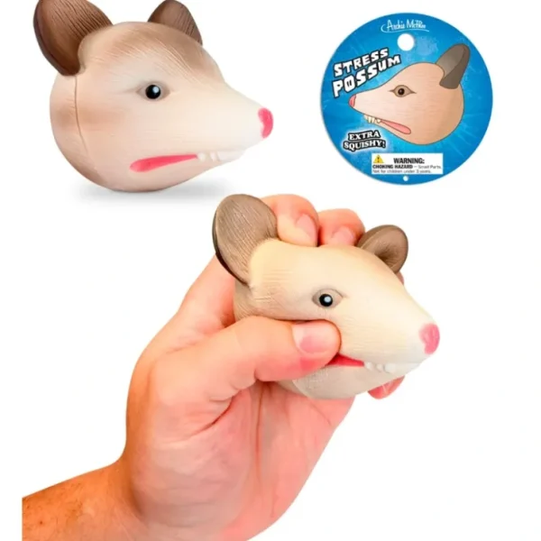 Clearance STRESS POSSUM - Squish Squeezable Squishy Cute Figure Fidget Toy - Archie McPhee - Miniature Marvels: Airplane Models & Painted Dice Egpull