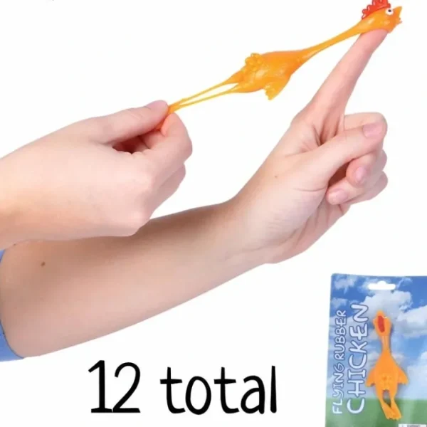 Fashion 12 Stretching Rubber Chicken Slingshots Yellow Bird Finger Flying Toy Game (1 DZ) - Miniature Marvels: Airplane Models & Painted Dice Egpull