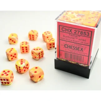Flash Sale Sunburst / Red: Festive 36d6 12mm Dice Block CHX 27853 - Miniature Marvels: Airplane Models & Painted Dice Dice