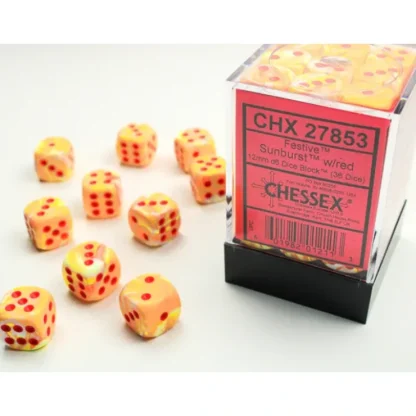 Flash Sale Sunburst / Red: Festive 36d6 12mm Dice Block CHX 27853 - Miniature Marvels: Airplane Models & Painted Dice Dice