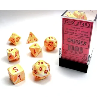Outlet Sunburst / Red: Festive Polyhedral Dice Set (7's) CHX 27453 - Miniature Marvels: Airplane Models & Painted Dice Dice