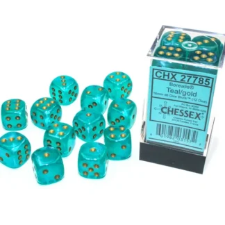 Cheap Teal / Gold Luminary: Borealis 12d6 16mm Dice Block (12's) CHX 27785 - Miniature Marvels: Airplane Models & Painted Dice Dice