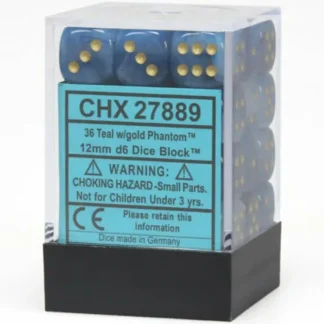 Clearance Teal / Gold: Phantom 36d6 12mm Dice Block CHX 27889 - Miniature Marvels: Airplane Models & Painted Dice Dice